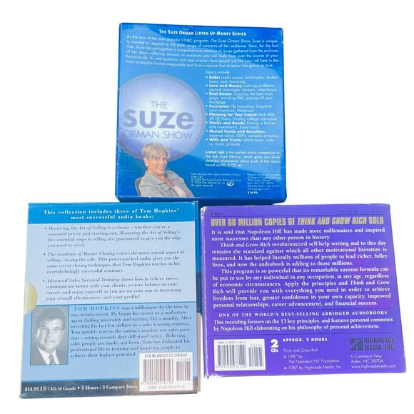 MONEY AUDIOBOOK BUNDLE - 3 - Tom Hopkins, Susie Orman and Napoleon Hill - Picture 2 of 2